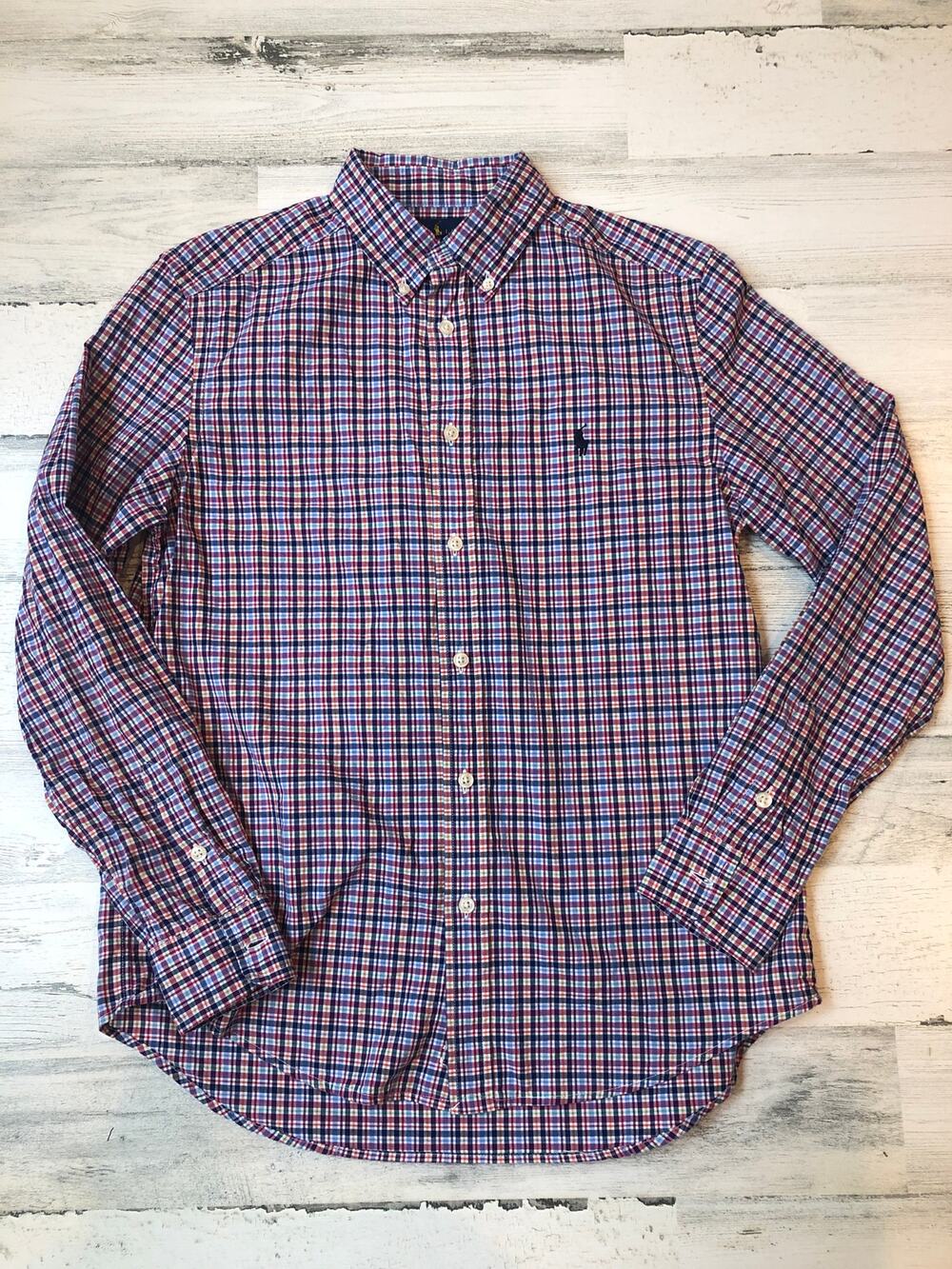 Ralph Lauren Long Sleeved Plaid Top EUC Boys L 14-16